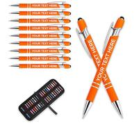 Personalised Pen Metal Ballpoint Pens With Stylus,Customised Text Engraving Bulk Wholesale Pens - Ideal For Business Promotions, Schools, And Event Giveaways, Personalised Gifts (Saffron, 50Pcs)