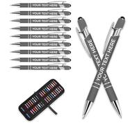 Personalised Pen Metal Ballpoint Pens With Stylus,Customised Text Engraving Bulk Wholesale Pens - Ideal For Business Promotions, Schools, And Event Giveaways, Personalised Gifts (Dark Gray, 10Pcs)