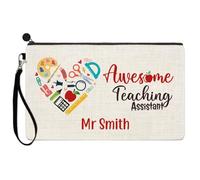 Personalised Pencil Case - Awesome Teaching Assistant - Stationary Heart - Thank You - Teacher Appreciation Gift - Carry Case Bag - Pouch for Nursery Preschool High School for Ladies / Mens Women Gift