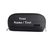 Personalised Pencil Case, Custom Name Printed Shell Shape Pouch (Black)