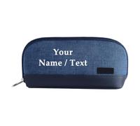 Personalised Pencil Case, Custom Name Printed Shell Shape Pouch (Blue)