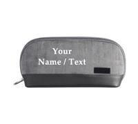 Personalised Pencil Case, Custom Name Printed Shell Shape Pouch (Grey)
