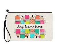 Personalised Pencil Case - Thank You Gift for Teachers - Stationary or Make Up Organizer - Pencils and Flowers - Teacher or Teaching Assistant TA Present, End of Term, Leaving, Back to School, Ladies