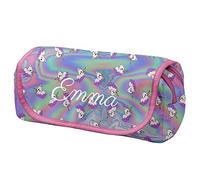 Personalised Pencil case with Flap and Name 2 Compartments Toiletry-Bag Vanity Case Make up Purse Phone Handbag Pencil-Bag Holder Holo Unicorn [151]
