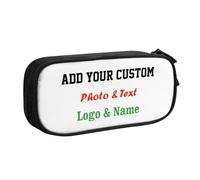 Personalised Pencil Case with Photo/Text/Name, Customised Pencil Box for Kids Boys Girls, Big Capacity Canvas Storage Pouch Marker Pen Bag Stationery Organization Bag for Office School