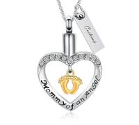 Personalised Pendant Engraved Necklaces Footprint Cremation Jewellery Urn Pendant Necklace for Ashes Stainless Steel Mini Urns Jewelry to Holder Ashes Baby Foot Memorial Keepsake Jewellery