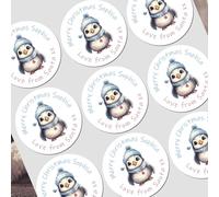 Personalised Penguin Christmas Stickers for Gift Wrapping Presents Tags Labels, Name Penguin Stickers Children and Kids Stickers