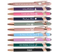 Personalised Pens,18 Colours and 37 Emoji/Icon, free velvet pen case, for teachers, students, colleagues, family, friends, graduation, special day, baby shower, thank you gift,