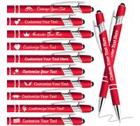 Personalised Pens Bulk Custom Pens with Logo Name 10 Pack Free Engraved Stylus Ballpoint Pens Customised Retractable Pen Message Text Gift for Men Women Black Ink Business Graduation Birthday Red