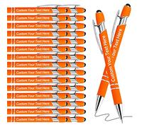 Personalised Pens Bulk Custom Pens with Logo Name 50 Pack Free Engraved Stylus Ballpoint Pens Customised Retractable Pen Message Text Gift for Men Women Black Ink Business Graduation Birthday Orange