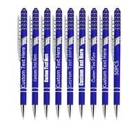Personalised Pens Bulk Pack of 50, Custom Engraved Ballpoint Pen with Stylus Tip, Soft Touch Metal Retractable Writing Tool, Ideal Business Corporate Graduation Wedding Gifts (Blue)