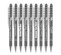 Personalised Pens Bulk Pack of 50, Custom Engraved Ballpoint Pen with Stylus Tip, Soft Touch Metal Retractable Writing Tool, Ideal Business Corporate Graduation Wedding Gifts (Grey)