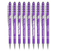 Personalised Pens Bulk Pack of 50, Custom Engraved Ballpoint Pen with Stylus Tip, Soft Touch Metal Retractable Writing Tool, Ideal Business Corporate Graduation Wedding Gifts (Purple)