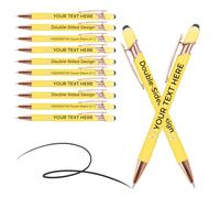 Personalised Pens With Name,Custom Pens Metal Ballpoint Pens With Stylus Bulk 10/20/50/100 Pc,Printed With Your Blessings - Creative Gifts For Offices, Teachers And Students (Fluorescence Yellow)