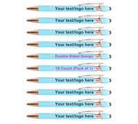 Personalised Pens With Name,Custom Pens Metal Ballpoint Pens With Stylus Bulk 10/20/50/100 Pc,Printed With Your Blessings - Creative Gifts For Offices, Teachers And Students (Light Blue)