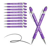 Personalised Pens With Name,Custom Pens Metal Ballpoint Pens With Stylus Bulk 10/20/50/100 Pc,Printed With Your Blessings - Creative Gifts For Offices, Teachers And Students (Purple)