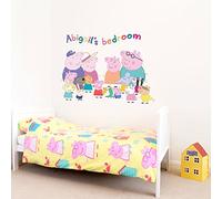 Personalised Peppa Pig Family Wall Stickers - Kids Bedroom Wall Decals with Name - Removable Nursery Wall Art (Officially Licensed)