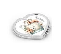 Personalised Perfume Bottle 50th 60th 70th 80th Birthday Design Silver Heart Compact Mirror Gift For Her|Ladies|Women|Mum|Wife|Nan|Nanny|Nanna|Gran|Grandma