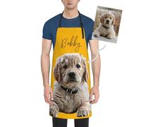 Personalised Pet Apron - Custom Cooking Apron with Dog or Cat Photo & Name, 27.5"x33" Adjustable Strap & Pockets Unisex Adult Apron for Baking, Painting, Gardening, Cleaning - Gift for Pet Lovers