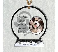 Personalised Pet Bereavement Bauble - Custom Photo & Name Christmas Tree Ornament for Pet Loss Remembrance Keepsake in a Snowglobe Shape (Black)