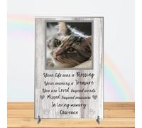 Personalised Pet Bereavement Photo Plaque 'In Loving Memory' - Available in MDF or Acrylic, Size 148mm x 210mm Sign for Your Dog, Cat, Horse, Rabbit, or Bird (Acrylic 21cm x 15cm, Grey)