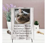 Personalised Pet Bereavement Photo Plaque 'In Loving Memory' - Available in MDF or Acrylic, Size 148mm x 210mm Sign for Your Dog, Cat, Horse, Rabbit, or Bird (Mdf Wood 21cm x 15cm, Grey)