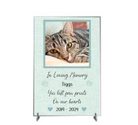 Personalised Pet Bereavement Photo Plaque - "Paw Prints on Our Hearts" Custom Memorial, Available in MDF or Acrylic, Size 148mm x 210mm (Acrylic A4 30cm x 21cm, Mint)