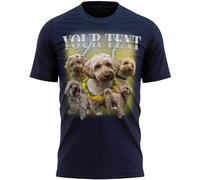 Personalised Pet Bootleg Mens T Shirt Funny Retro Vintage Pet Rap Gift Tee, L, Navy