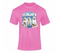 Personalised Pet Bootleg Rap T Shirt Vintage Collage T-Shirt Top Design - Vintage 90s Style Retro Tee, Birthdays, Christmas Music Fans, I Love my Girlfriend tshirt Pink