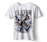 Personalised Pet Bootleg T-Shirt: Dog Collage, 12 Picture Themes, 7 Shirt Colours, Men's, Women's, Kids, Unisex