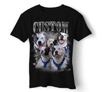 Personalised Pet Bootleg T-Shirt - Dog Collage, Lovers, Picture Name - Viral 90s Style - 12 Picture Themes, 7 Shirt Colours - Men's, Women's, Kids, Unisex