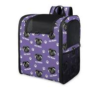 Personalised Pet Carrier Backpack - Custom Photo & Name Ventilated Cat Dog Backpack Carrier, Foldable Travel Bag for Small Medium Pets, Safety Lock & Removable Mat, Purple