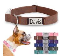 Personalised Pet Collar, Personalised Cat Collar, Personalised Dog Collars, Cat/Dog Collar with Name Plate, Engraved ID Metal Tag, Adjustable Lightweight Collar (Brown, S(28-40CM))