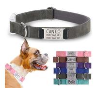 Personalised Pet Collar, Personalised Cat Collar, Personalised Dog Collars, Cat/Dog Collar with Name Plate, Engraved ID Metal Tag, Adjustable Lightweight Collar (Grey, S(28-40CM))