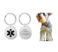 Personalised Pet Dog Cat Medical Alert ID Tag Custom Free Engraving Diabetic/Blind/Deaf Pets Meds Nameplate Collar Accessories for Emergency