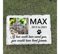 Personalised Pet Dog Garden Memorial Stone Plaque Grave Marker, Headstone For Dog Cat, Sympathy Poem If Love Could Have Saved You, You Would Have Lived Forever.-Customizable Photos