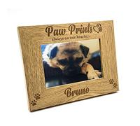 Personalised Pet Dog Photo Frame Remembrance Cat Puppy Paw Prints (8 x 10 Inch)