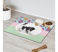 Personalised Pet Feeding Mat - Diatomaceous Earth Custom Food Mat with Photo or Name Absorbent Machine Washable Non-Slip Backing for Dogs & Cats (Charming Floral Print)