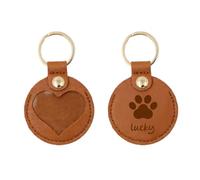 Personalised Pet Hair Keyring - Custom Engraved Paw Print & Name Heart Keyring, Dog Fur Collector Keepsake, Perfect Pet Memorial Gift & Dog Keyring for UK Pet Owners (Brown)