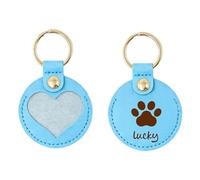 Personalised Pet Hair Keyring - Custom Engraved Paw Print & Name Heart Keyring, Dog Fur Collector Keepsake, Perfect Pet Memorial Gift & Dog Keyring for UK Pet Owners (Sky Blue)