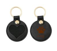 Personalised Pet Hair Keyring - Custom Engraved Paw Print & Name Heart Keyring, Dog Fur Collector Keepsake, Perfect Pet Memorial Gift & Dog Keyring for UK Pet Owners (Black)