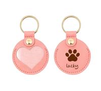 Personalised Pet Hair Keyring - Custom Engraved Paw Print & Name Heart Keyring, Dog Fur Collector Keepsake, Perfect Pet Memorial Gift & Dog Keyring for UK Pet Owners (Pink)