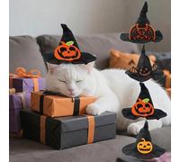 Personalised Pet Halloween Hat with Custom Name - Knitted Witch & Ghost Hat for Cats/Small Dogs - Adjustable Breathable Festival Headgear (Big Pumpkin)