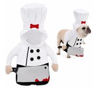 Personalised Pet Killer Chef Halloween Costume Set for Dogs Cats | Custom text, chef killer costume set, 3D arms & prop knife, adjustable velcro, cats & small dogs, Halloween party, photo prop