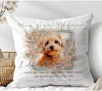 Personalised Pet Loss Memorial Cushion - Custom Dog Remembrance Pillow with Portrait, Hug from Heaven Sympathy Gift for Grieving Pet Owners, Bereavement Keepsake Pillowcase with Name & Comforting Poem