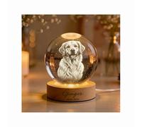 Personalised Pet Memorial 3D Photo Crystal Ball Custom Engraved Crystal Keepsake from Your Picture, Pet Dog Cat Family Couple Baby Pet Dog Cat Memorial Gift, Birthday Anniversary