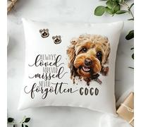 Personalised Pet Memorial 40x40cm Pillow - Custom Photo Dog Loss Sympathy Gift, Always Loved Forever Missed Remembrance Cushion Cover with Name, Dog Condolence Present
