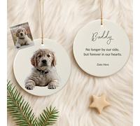 Personalised Pet Memorial Ceramic Hanging Ornament | Custom Ornament with Pet Photo, Name & Special Message Double-Sided Keepsake for Home Décor | Unique Remembrance Sympathy Gift for Dog & Cat Lovers