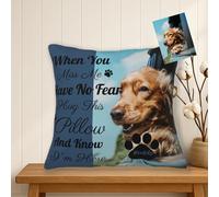 Personalised Pet Memorial Cushion Cover, Custom Dog Cat Photo Pillowcase with Name Velvet Decorative Keepsake Cushion Cover for Home Decor - Custom Pet Sympathy Gifts for Dogs Cats - Dog Mum Gift