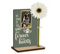 Personalised Pet Memorial Freestanding Photo Plaque Dog Memorial Cat Memory Frame Pet Bereavement Gift (By Our Side (Green))